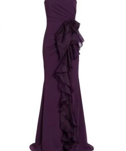 Badgley Mischka Ruffle Floor-Length Gown