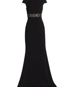 Badgley Mischka Beaded Belt Trumpet Gown