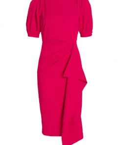 Badgley Mischka Draped Midi-Dress