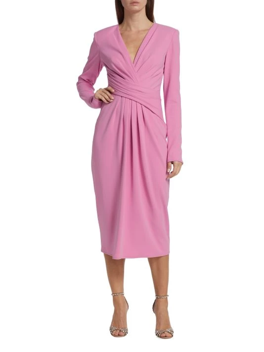 Badgley Mischka Pleated Midi-Dress - Image 2