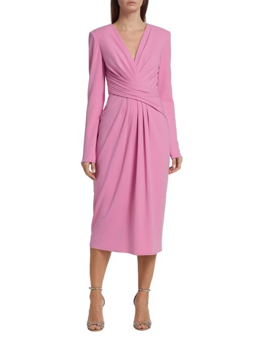 Badgley Mischka Pleated Midi-Dress - Image 3