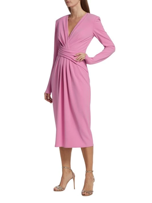 Badgley Mischka Pleated Midi-Dress - Image 4