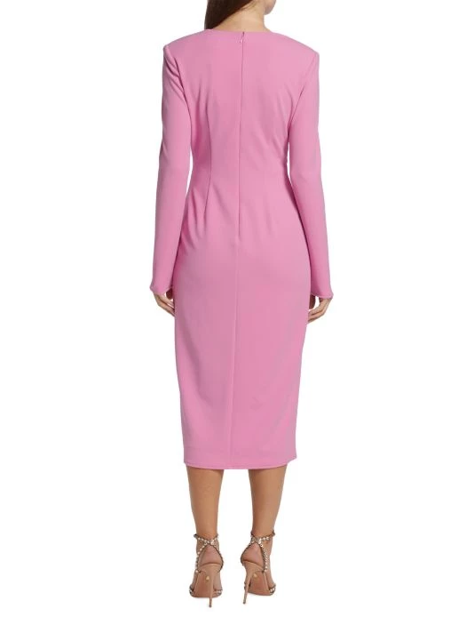 Badgley Mischka Pleated Midi-Dress - Image 5