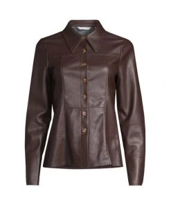 Rebecca Taylor Vegan Leather Button-Up Shirt