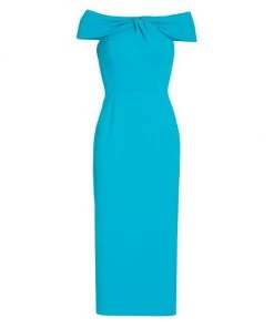 Badgley Mischka Off-The-Shoulder Midi Dress