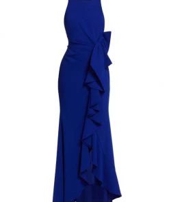 Badgley Mischka Odessa Ruffle Floor-Length Gown