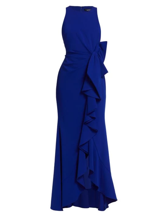 Badgley Mischka Odessa Ruffle Floor-Length Gown