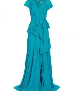 Badgley Mischka Ruffle Tiered Gown