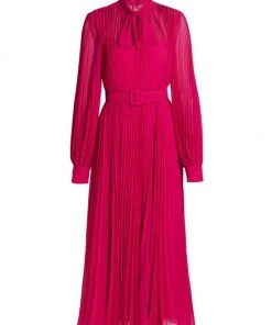 Badgley Mischka Tieneck Chiffon Shirtdress