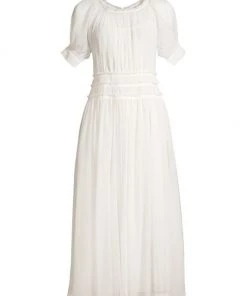 Rebecca Taylor Short-Sleeve Pleated Dress