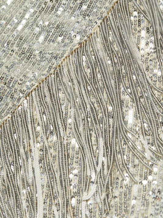 Badgley Mischka Fringed Sequin One-Shoulder Dress - Image 7