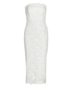 Badgley Mischka Strapless Lace Sheath Dress