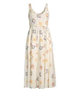 Rebecca Taylor Flame Fleur Linen-Blend Midi-Dress
