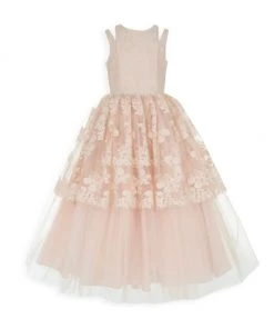 Badgley Mischka Girl's Lace Split Evening Gown For Kids