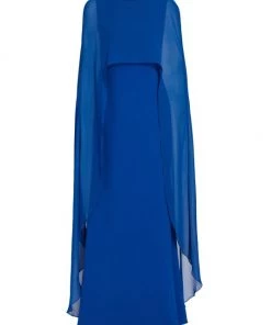 Badgley Mischka Georgette Cape Gown