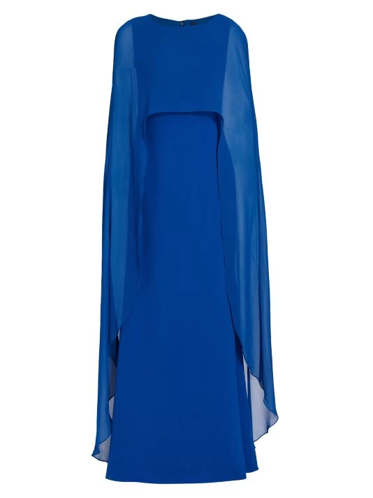 Badgley Mischka Georgette Cape Gown