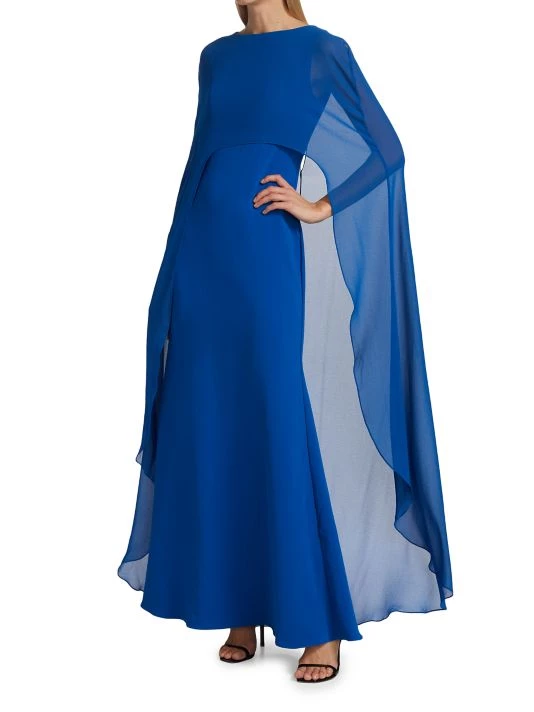 Badgley Mischka Georgette Cape Gown - Image 2