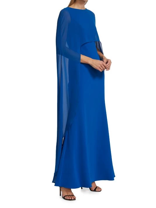 Badgley Mischka Georgette Cape Gown - Image 4