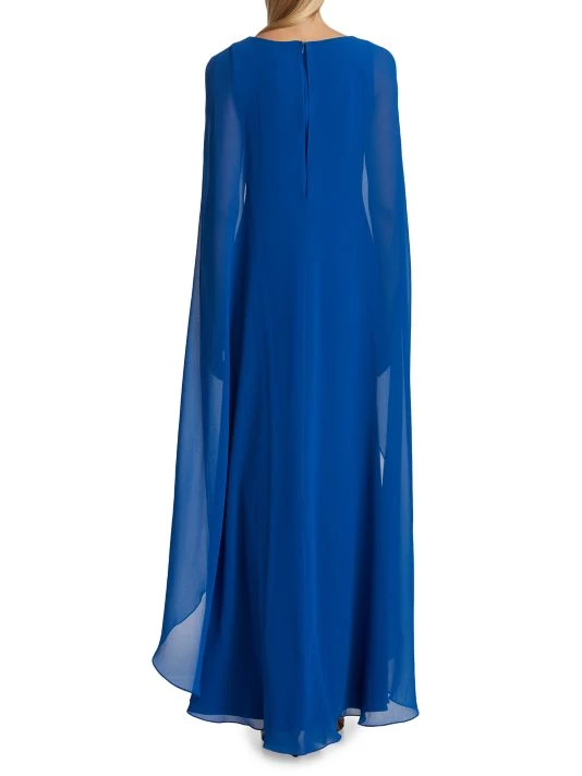 Badgley Mischka Georgette Cape Gown - Image 5