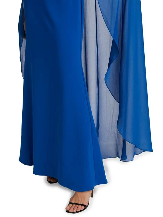 Badgley Mischka Georgette Cape Gown - Image 6