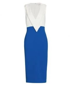 Badgley Mischka Two-Tone Sleeveless Sheath Dress