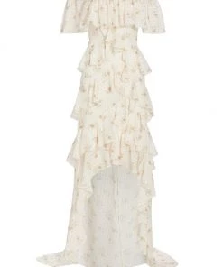 Badgley Mischka Ruffle High-Low Dress