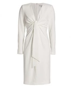 Badgley Mischka Draped Sheath Dress Hot Fuchsia