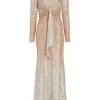 Badgley Mischka Deep V-Neck Sequined Gown