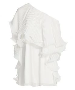 Badgley Mischka Crinkle One-Shoulder Minidress