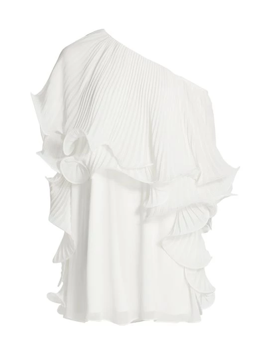 Badgley Mischka Crinkle One-Shoulder Minidress