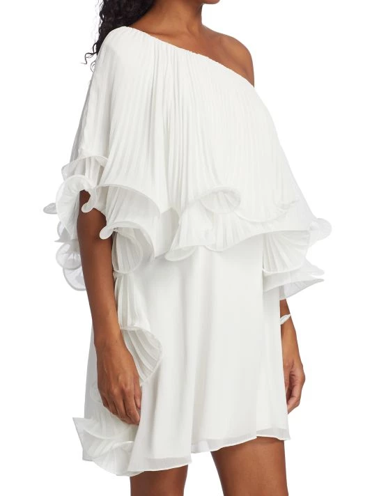 Badgley Mischka Crinkle One-Shoulder Minidress - Image 4