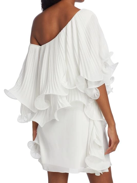 Badgley Mischka Crinkle One-Shoulder Minidress - Image 5