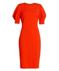 Badgley Mischka Puff-Sleeve Dress