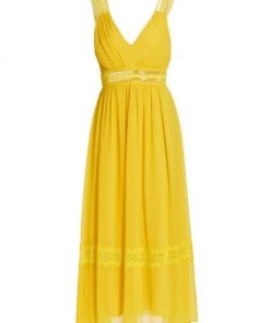 Badgley Mischka Georgette Embroidered Midi Dress