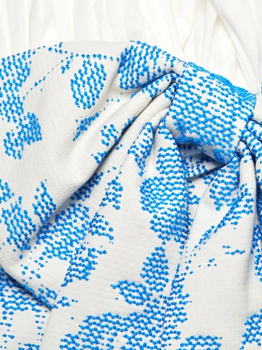 Badgley Mischka Floral Bow V-Neck Dress - Image 7