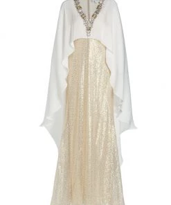 Badgley Mischka Sequined Cape Dress