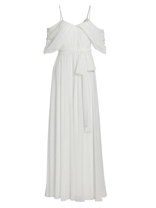 Badgley Mischka Georgette Draped Gown