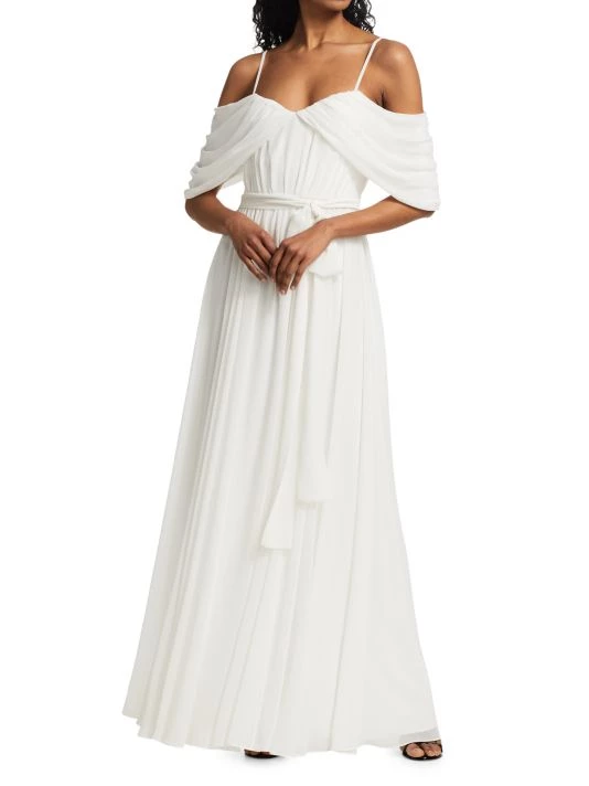 Badgley Mischka Georgette Draped Gown - Image 2