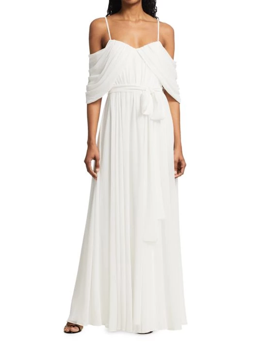 Badgley Mischka Georgette Draped Gown - Image 3