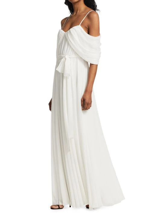 Badgley Mischka Georgette Draped Gown - Image 4
