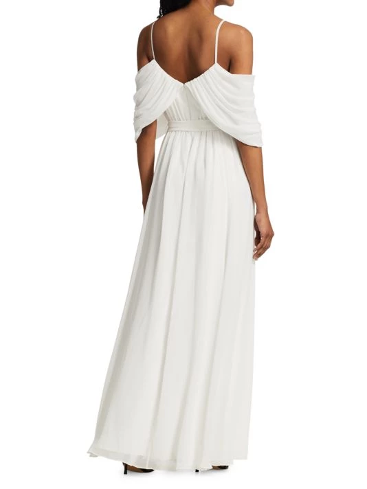 Badgley Mischka Georgette Draped Gown - Image 5