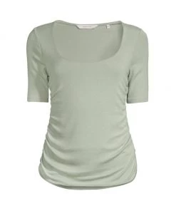 Rebecca Taylor Ruched U-Neck Tee Jade