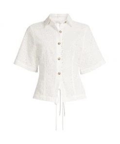 Rebecca Taylor Lea Eyelet Short-Sleeve Blouse