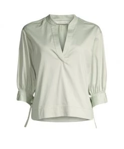 Rebecca Taylor Short-Sleeve Popover Blouse Navy