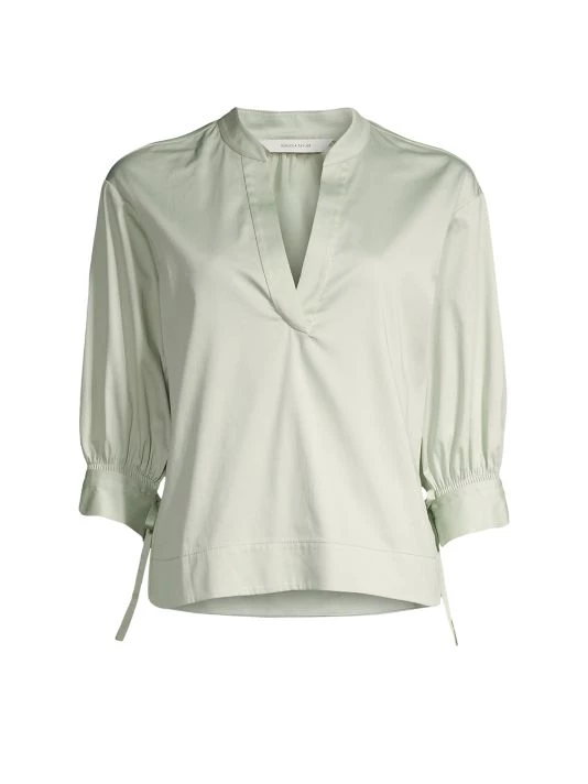 Rebecca Taylor Short-Sleeve Popover Blouse Navy