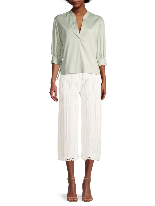 Rebecca Taylor Short-Sleeve Popover Blouse Navy - Image 2