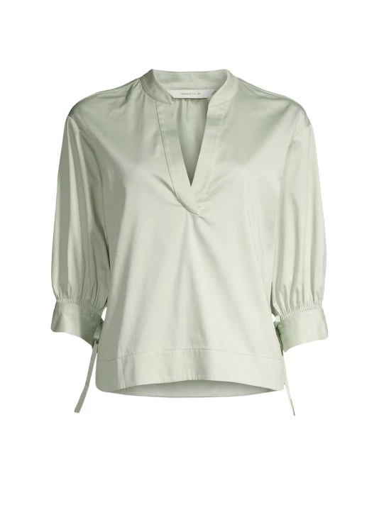 Rebecca Taylor Short-Sleeve Popover Blouse Navy - Image 3