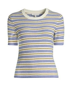 Rebecca Taylor Striped Boucle Short-Sleeve Top