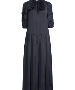 Rebecca Taylor Silky Pleated Maxi Dress Burnt Orange