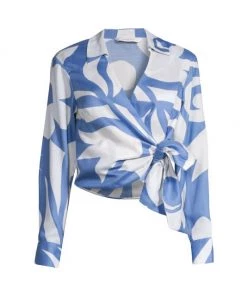 Rebecca Taylor Silhouette Fleur Wrap-Front Top